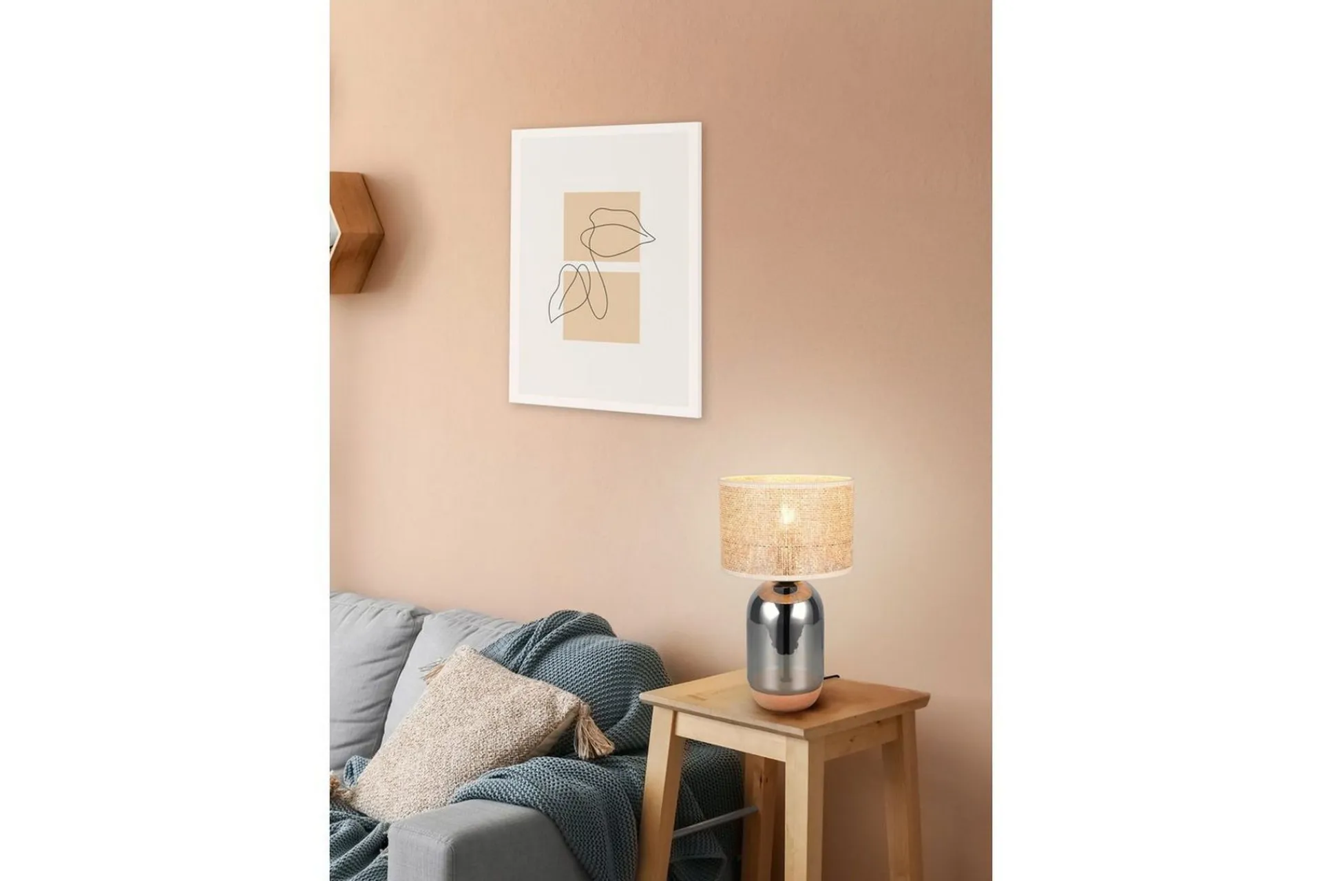 Trio Lighting Nattbordslampe|Bordlampe-Bordlampe TRIO Tara 43 cm Krom