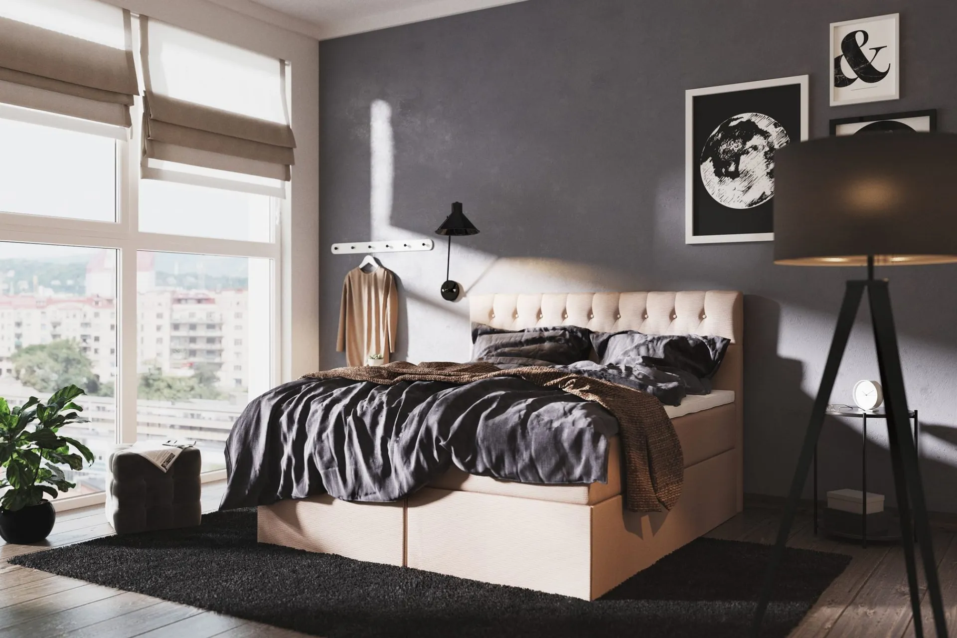 Drömvik Seng Med Oppbevaring-Boxy Box Bed 160x200 cm Beige