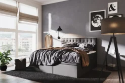 Drömvik Seng Med Oppbevaring-Boxy Box Bed 140x200 cm Svart/Grå