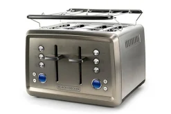 Black+Decker Brødrister 4 spor 1960W børstet stål
