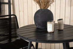 Venture Home Cafesett|Balkonggrupper-Break Cafégruppe Rund 90 cm + 2 Lindos Stablebar Stol Svart