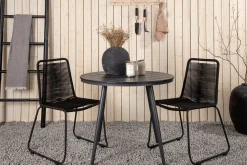 Venture Home Cafesett|Balkonggrupper-Break Cafégruppe Rund 90 cm + 2 Lindos Stablebar Stol Svart