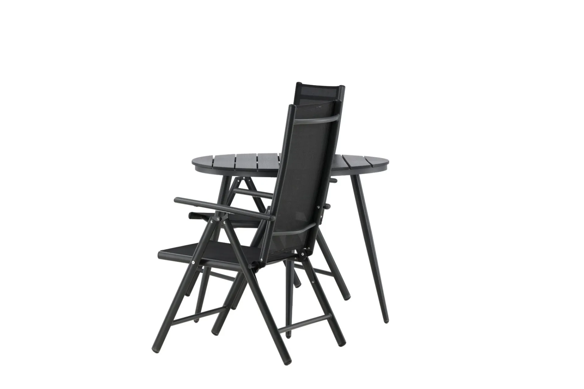 Venture Home Cafesett|Balkonggrupper-Break Cafésett Rundt Ø90 cm + 2 Break Posisjonsstol Svart