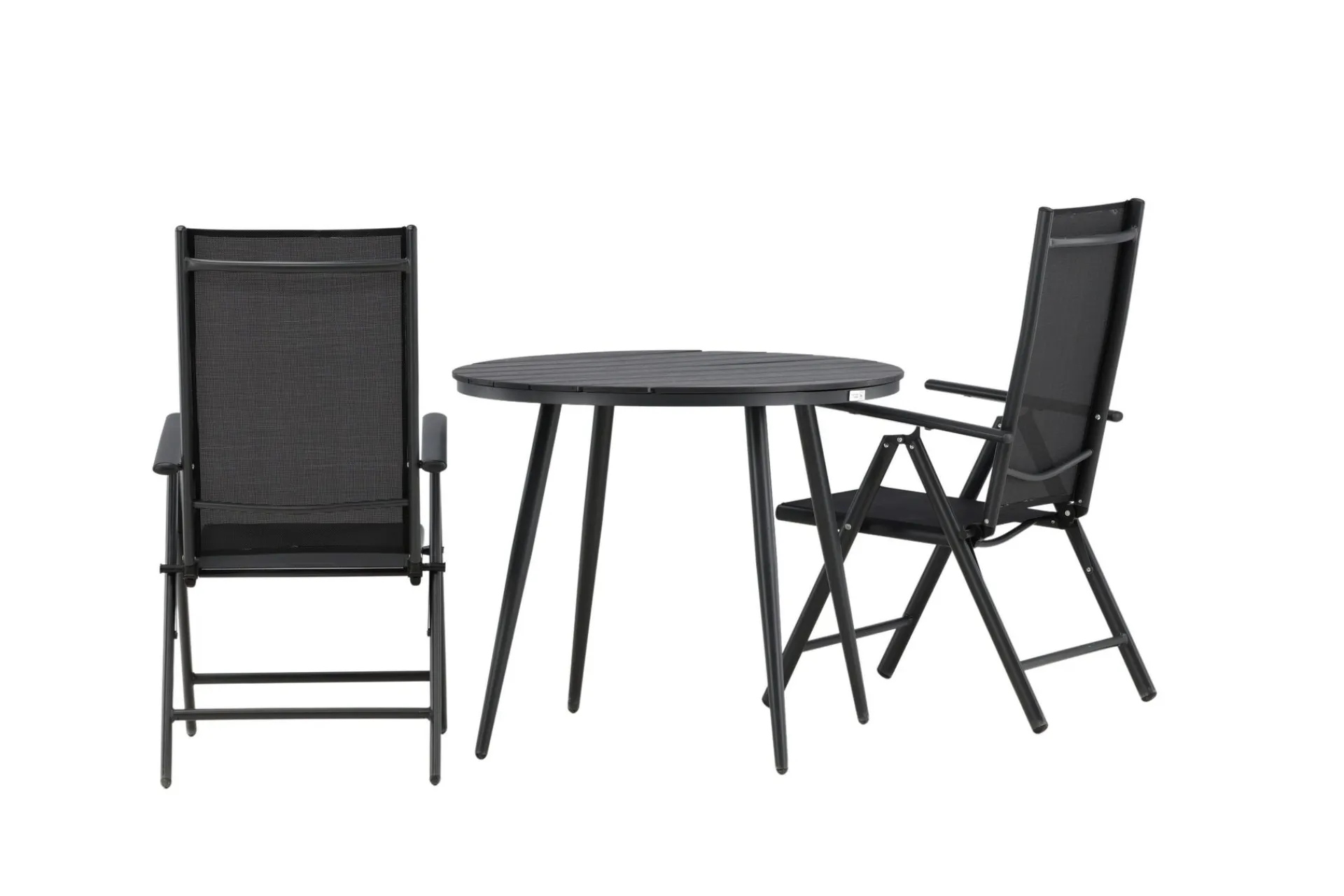 Venture Home Cafesett|Balkonggrupper-Break Cafésett Rundt Ø90 cm + 2 Break Posisjonsstol Svart