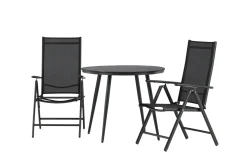 Venture Home Cafesett|Balkonggrupper-Break Cafésett Rundt Ø90 cm + 2 Break Posisjonsstol Svart