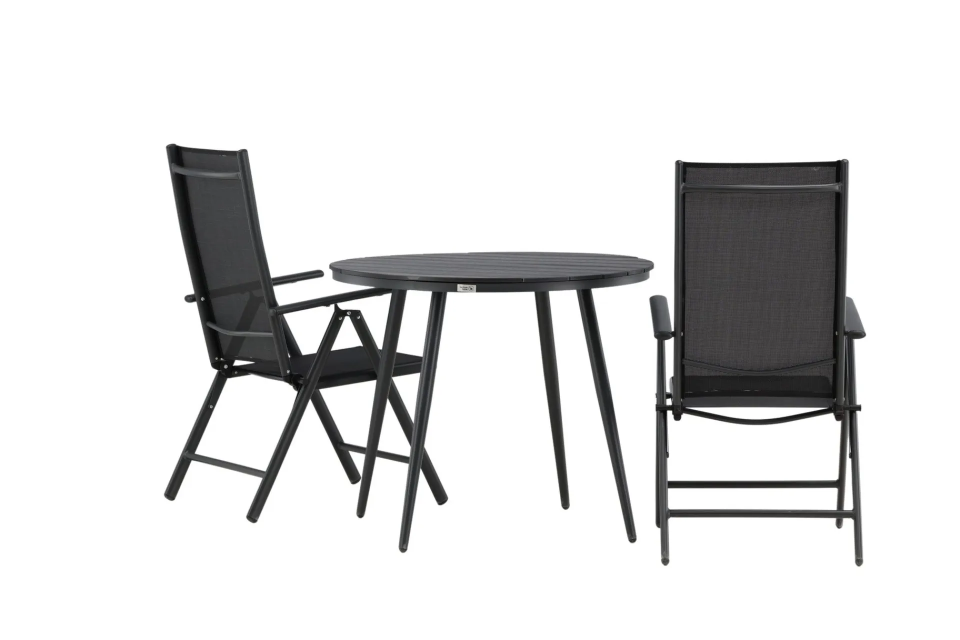 Venture Home Cafesett|Balkonggrupper-Break Cafésett Rundt Ø90 cm + 2 Break Posisjonsstol Svart