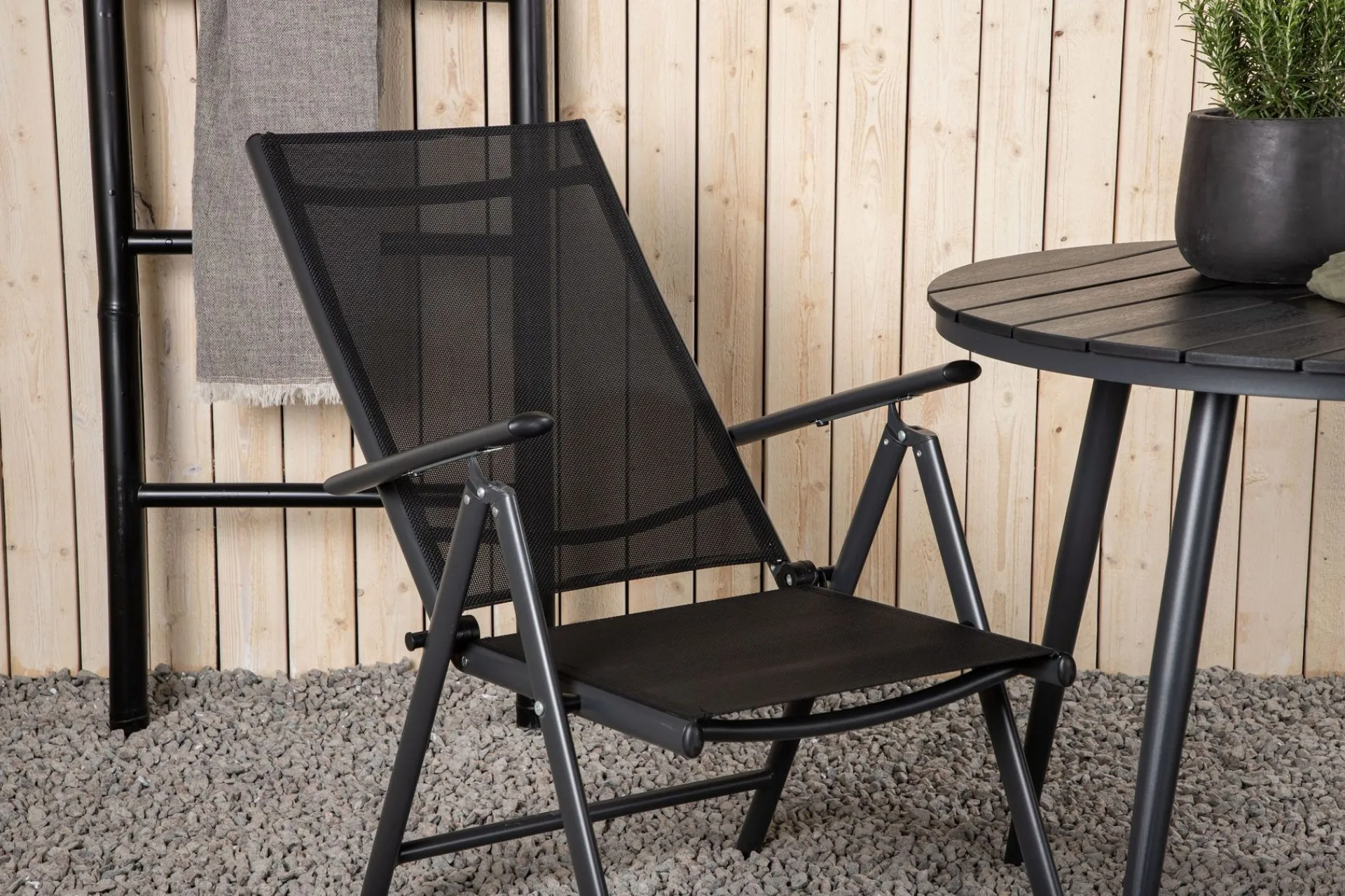 Venture Home Cafesett|Balkonggrupper-Break Cafésett Rundt Ø90 cm + 2 Break Posisjonsstol Svart