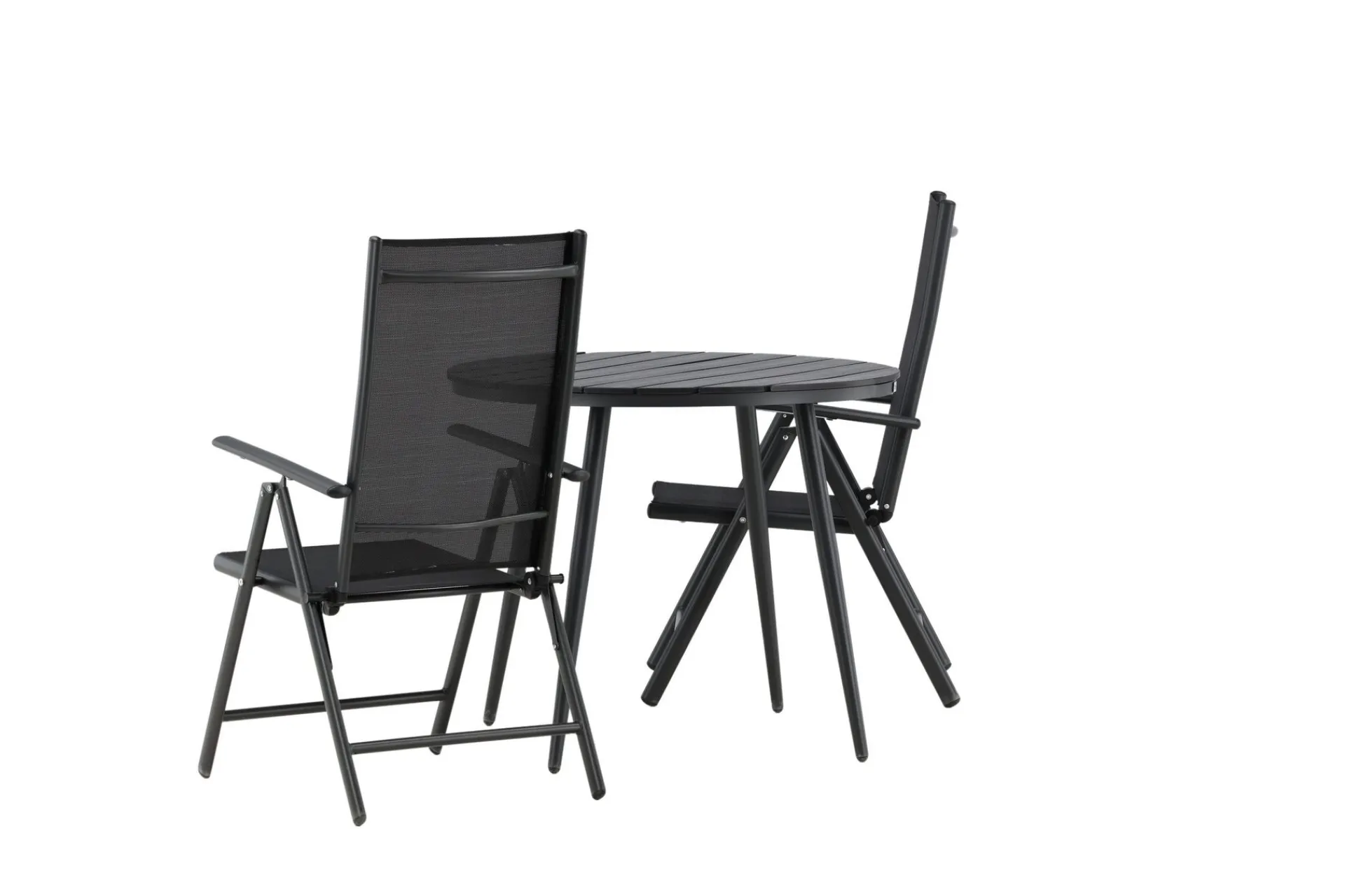 Venture Home Cafesett|Balkonggrupper-Break Cafésett Rundt Ø90 cm + 2 Break Posisjonsstol Svart