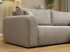 Velour Sofa & Fløyel Sofa|Sovesofaer-Brenor Sovesofa med sjeselong 3-seter Mørk beige