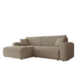 Velour Sofa & Fløyel Sofa|Sovesofaer-Brenor Sovesofa med sjeselong 3-seter Mørk beige