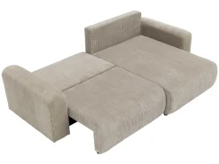 Velour Sofa & Fløyel Sofa|Sovesofaer-Brenor Sovesofa med sjeselong 3-seter Mørk beige