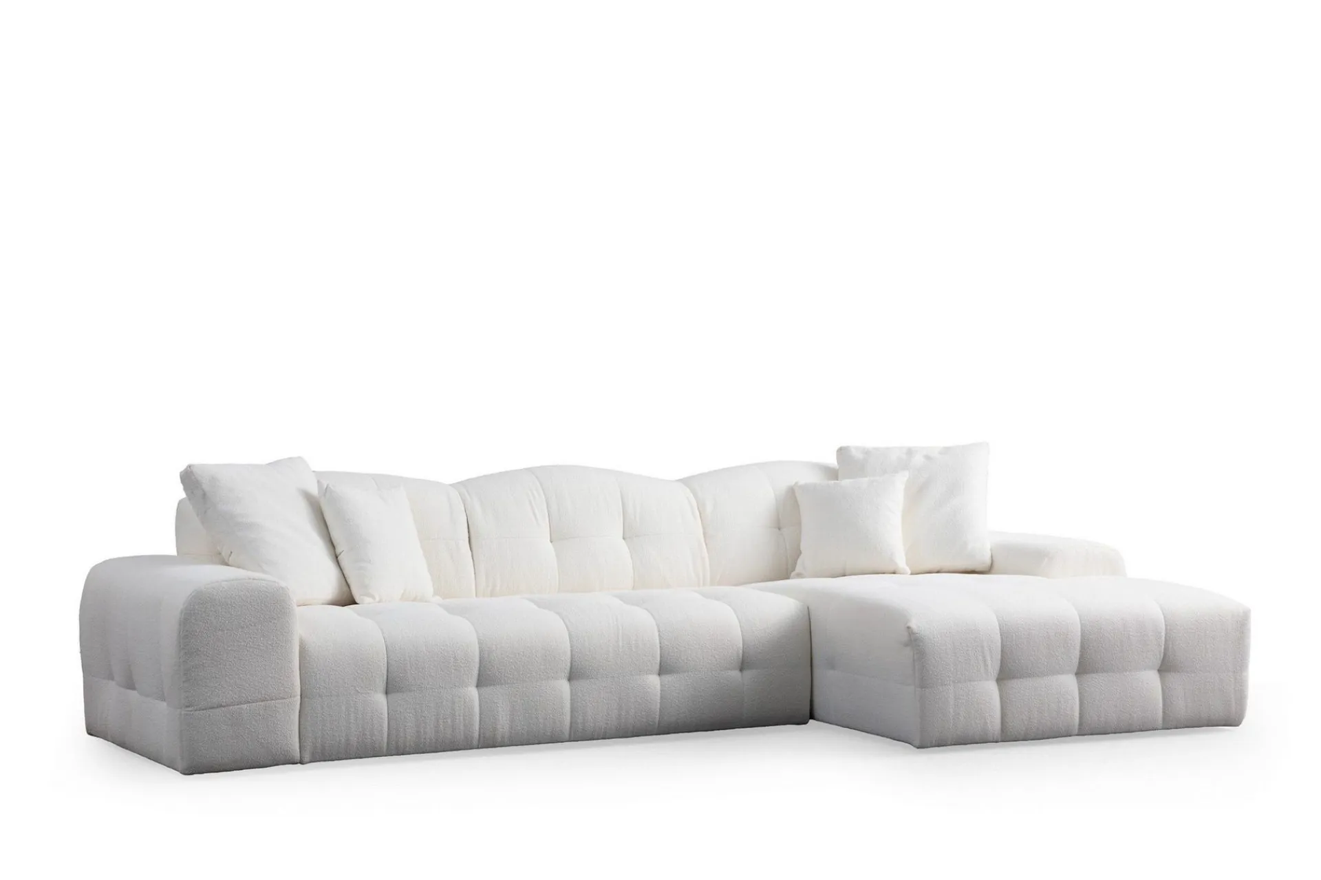 Sofa Med Sjeselong-Buddy 4-seters Sofa med Divan Hvit