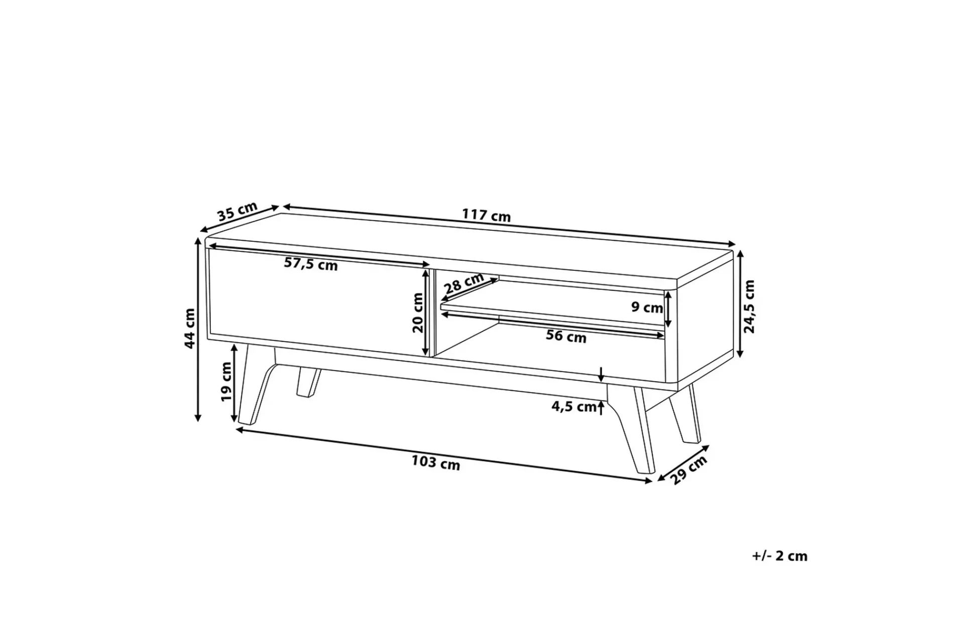 Tv-Benk & Mediabenk-Buffalo Tv-Benk 35x117 Cm Tre/Natur