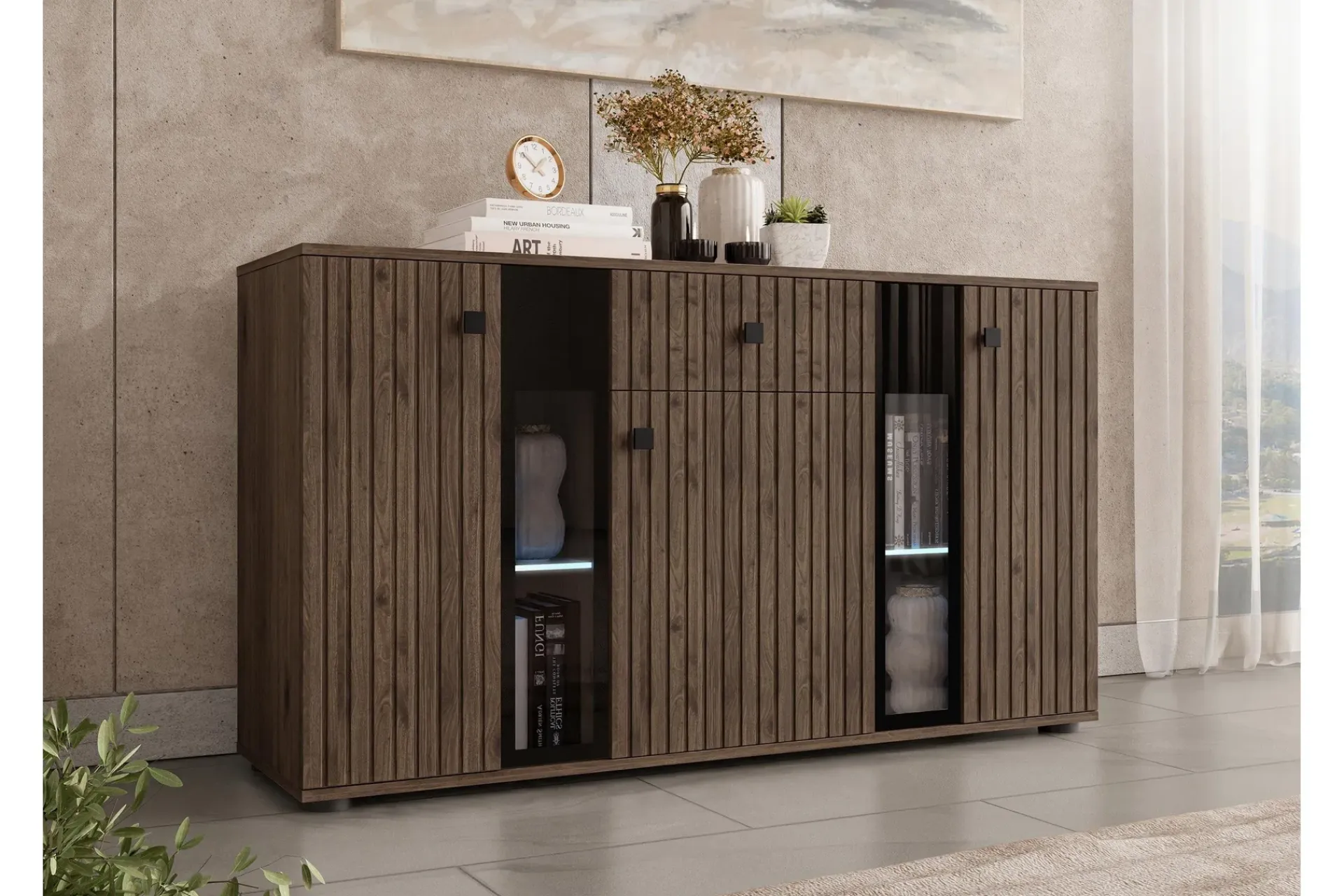 Oppbevaringskiste|Vegghengt Oppbevaring-Bunta Skjenk 141x41 cm Brun