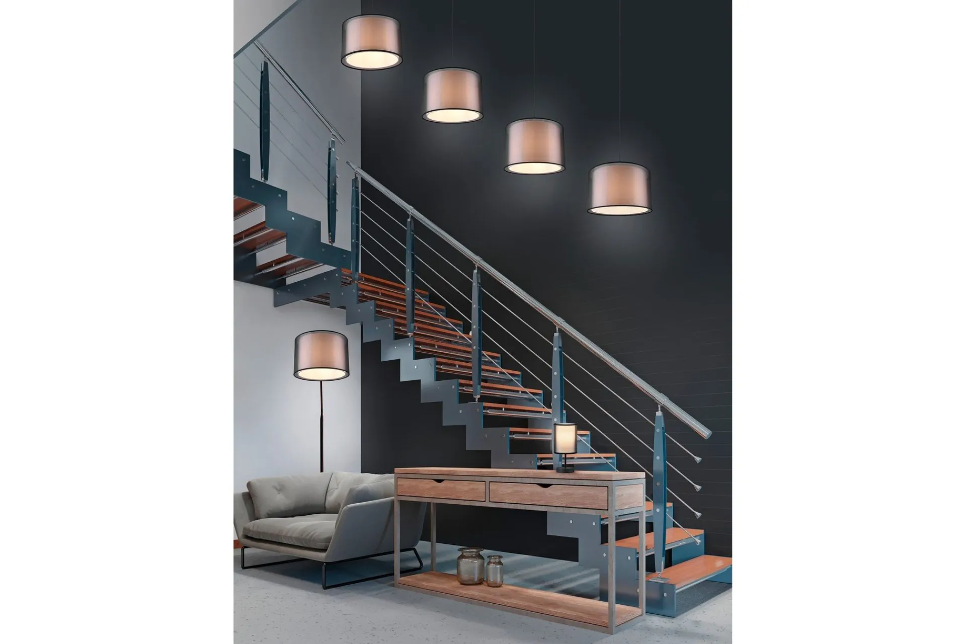 Trio Lighting Taklampe|Kjøkkenlampe-Burton Bordlampe E14 Mattsvart