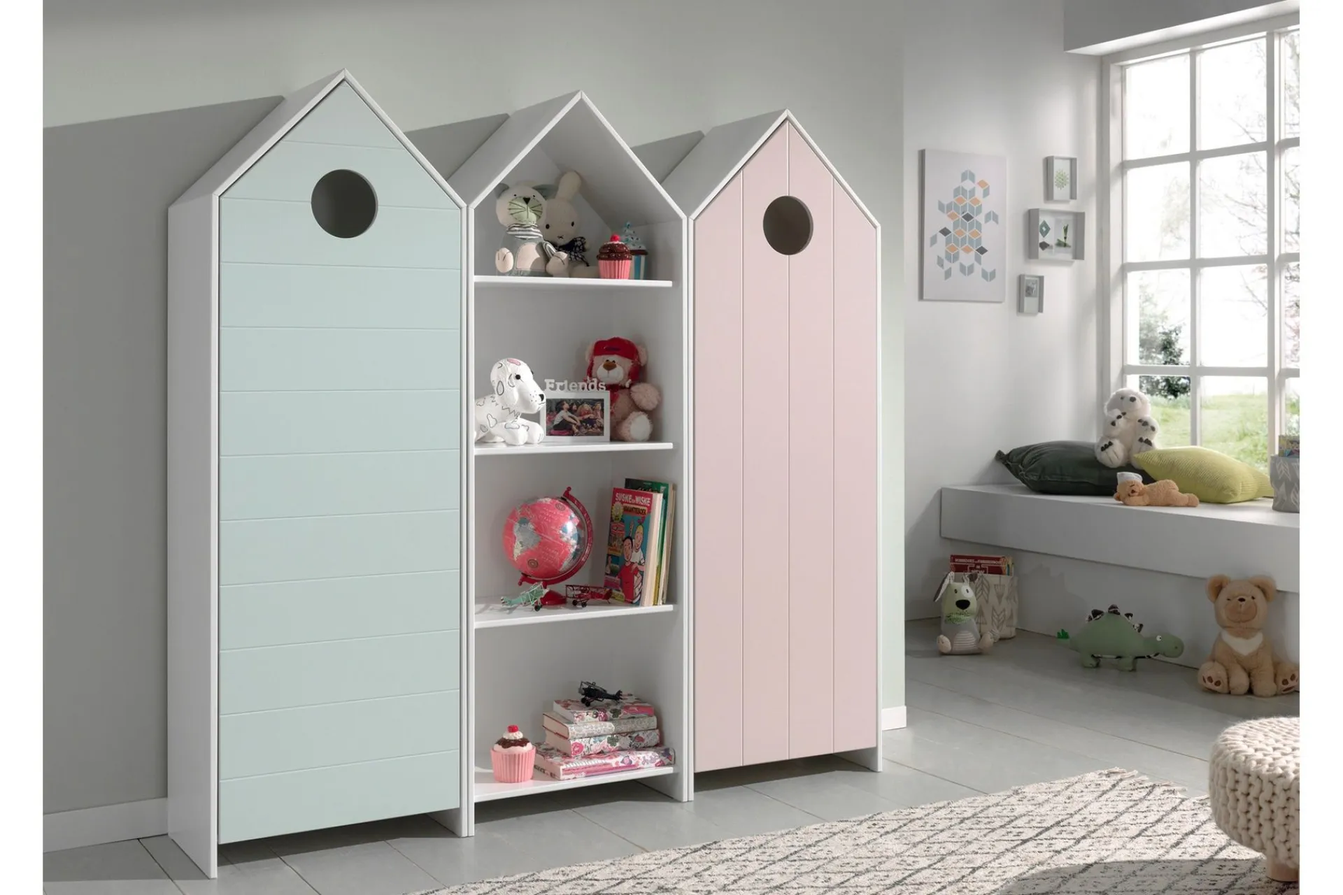 Garderobeskap Barn|Oppbevaring Barnerom-Bustorp Garderobe og hyllesett Hvit