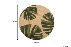 Moderne Tepper-Byner Matte med Monsteramotiv Rund 140 cm Beige