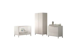Barnemøbelsett-Byrå med skötbord babysäng garderob Jaxx Eva Jaxx White Hvit