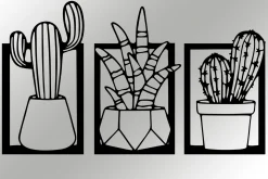 Skilt-Cacti Veggdekor Svart