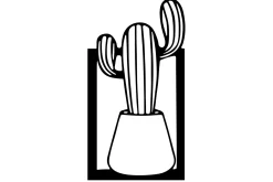 Skilt-Cactus Veggdekor Svart