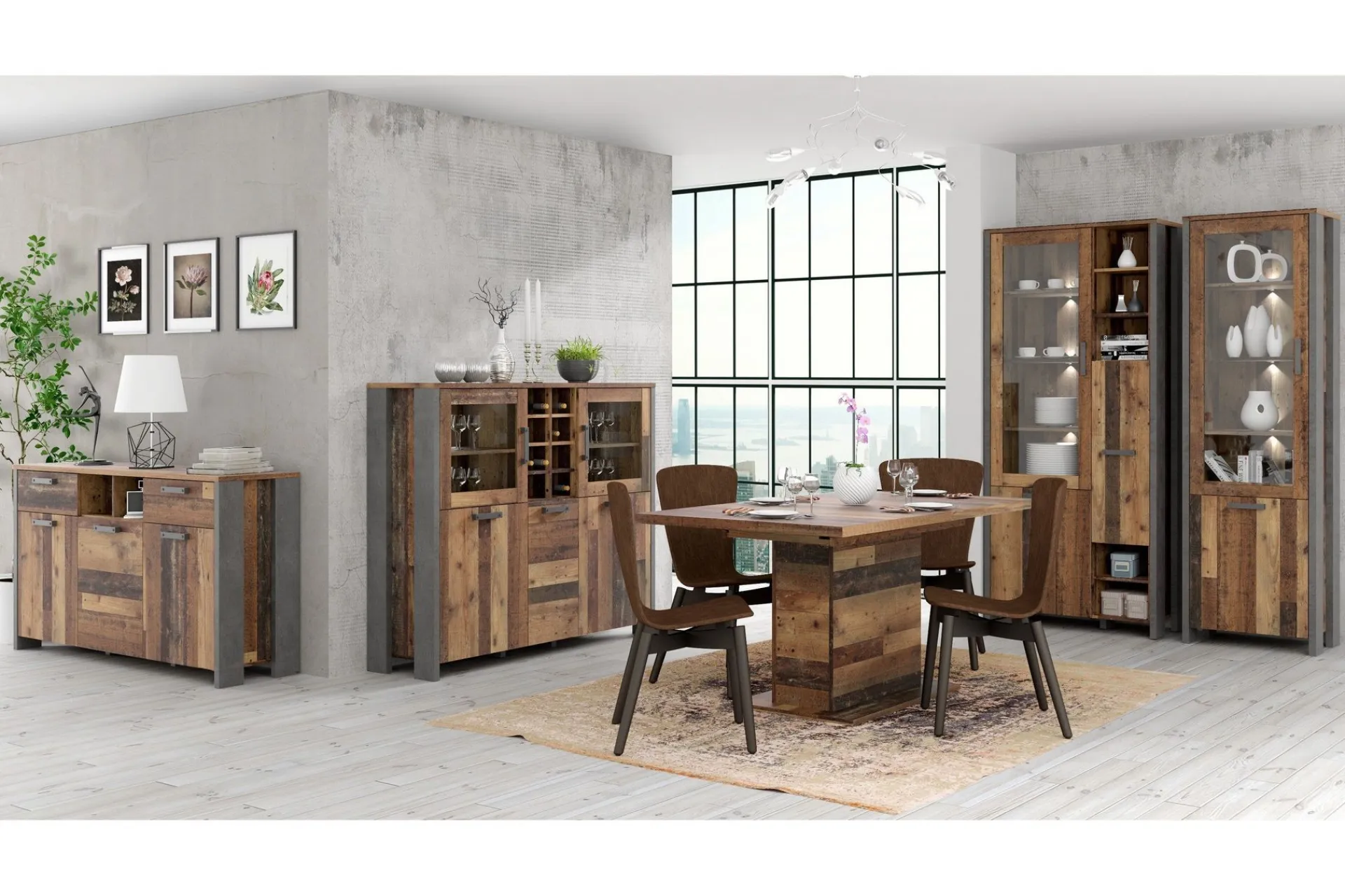 Vitrineskap|Skap-Cadle Vitrineskap 92 cm Brun,Grey