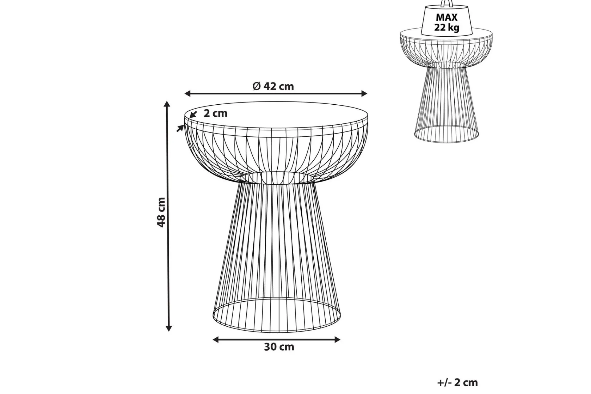 Cael Sidebord 42 cm
