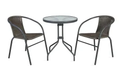 Cafesett|Balkonggrupper-Cafesett BISTRO bord og 2 stoler D60xH70 grå Grey