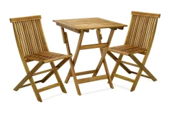 Cafesett|Balkonggrupper-Cafesett FINLAY bord og 2 stoler 60x60xH72cm Tre/Natur