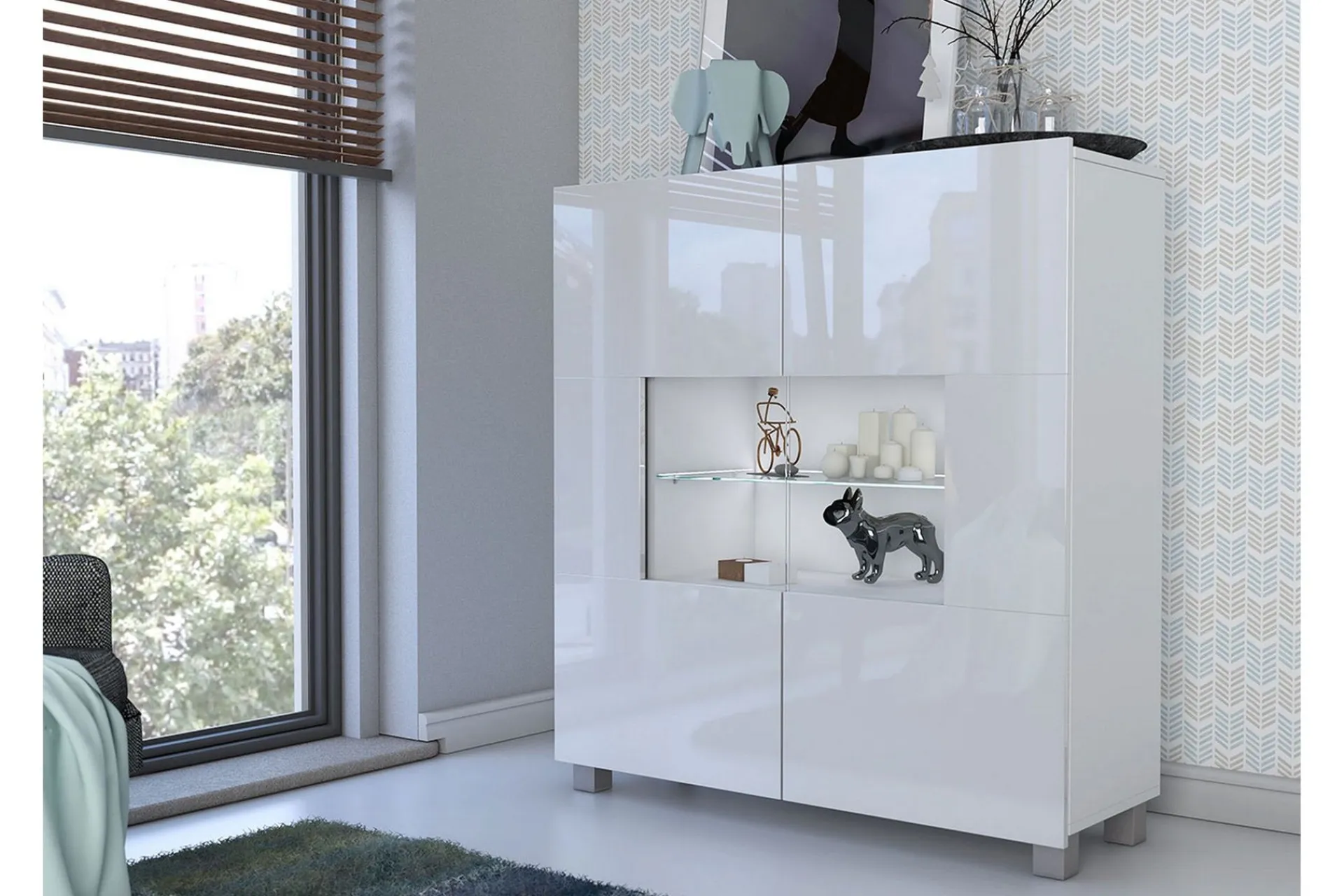 Concept 55 Vitrineskap|Skap-Calabrini Vitrineskap 100x35x107 cm Hvit Høyblank