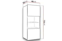 Concept 55 Vitrineskap|Skap-Calabrini Vitrineskap 45x32x117 cm Hvit Høyblank