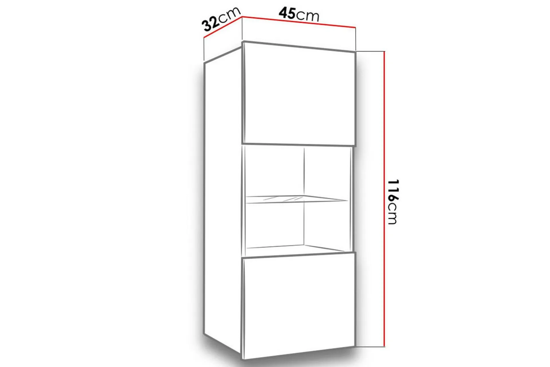Concept 55 Vitrineskap|Skap-Calabrini Vitrineskap 45x32x117 cm Hvit Høyblank