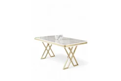Spisebord & Kjøkkenbord-Calchera Spisebord 130 cm Rektangulær Hvit Marmor,Gull