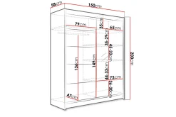 Garderober & Garderobesystem-Camino Garderobe 58x150 cm LED-belysning Svart