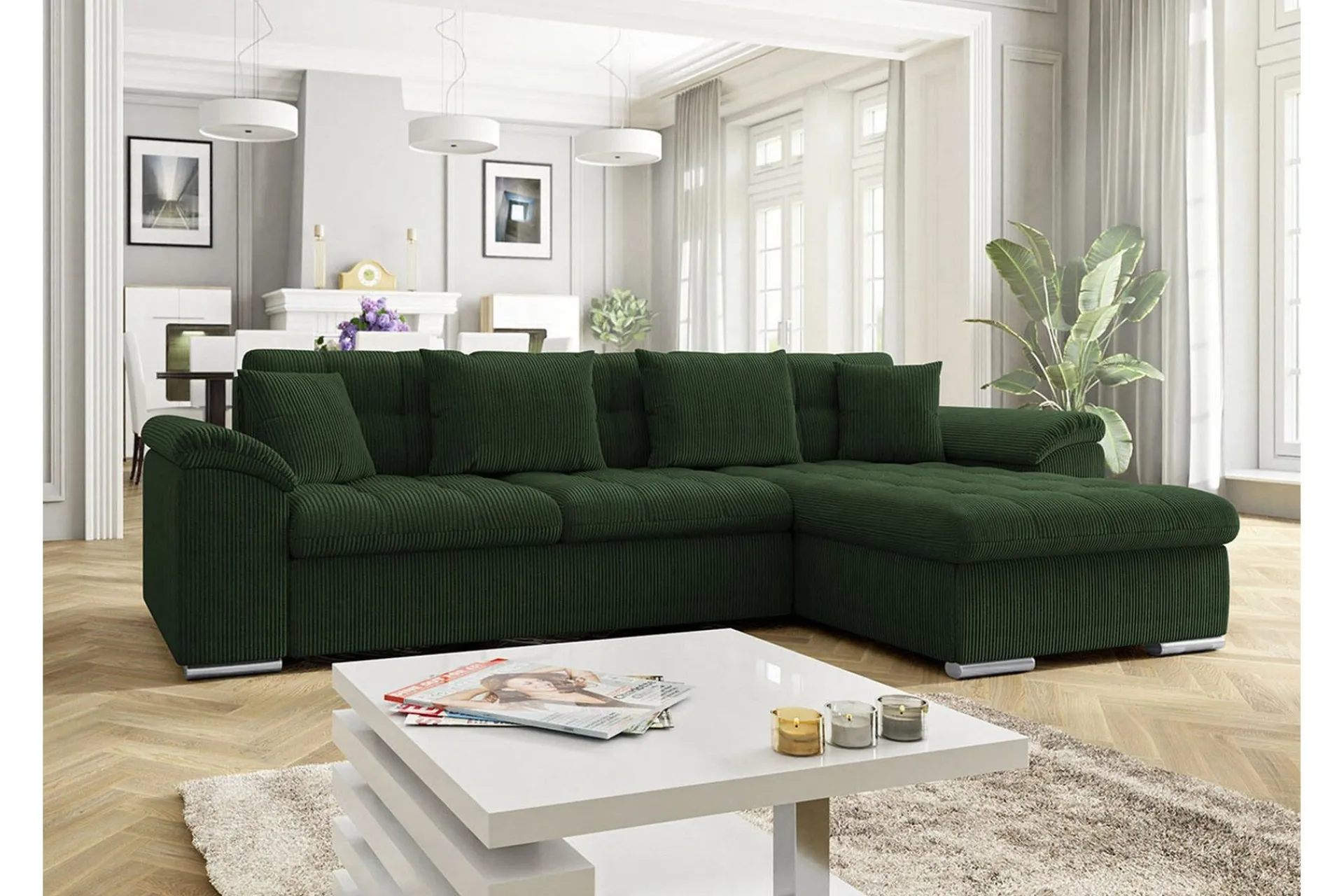 Sovesofaer-Camior 3-sits Hörnbäddsoffa Dark green Mørkegrønn