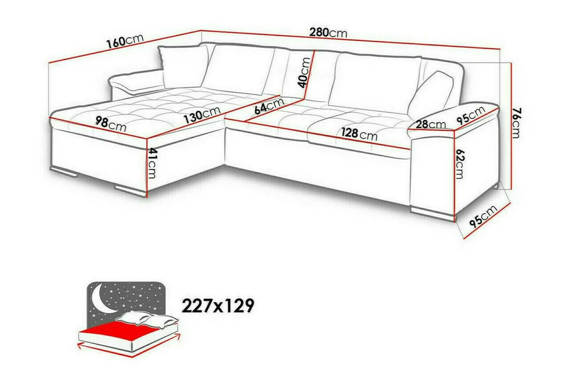 Sovesofaer-Camior 3-sits Hörnbäddsoffa Dark green Mørkegrønn