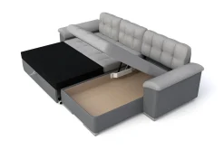Velour Sofa & Fløyel Sofa|Sovesofaer-Camior 3-sits Hörnbäddsoffa Grey