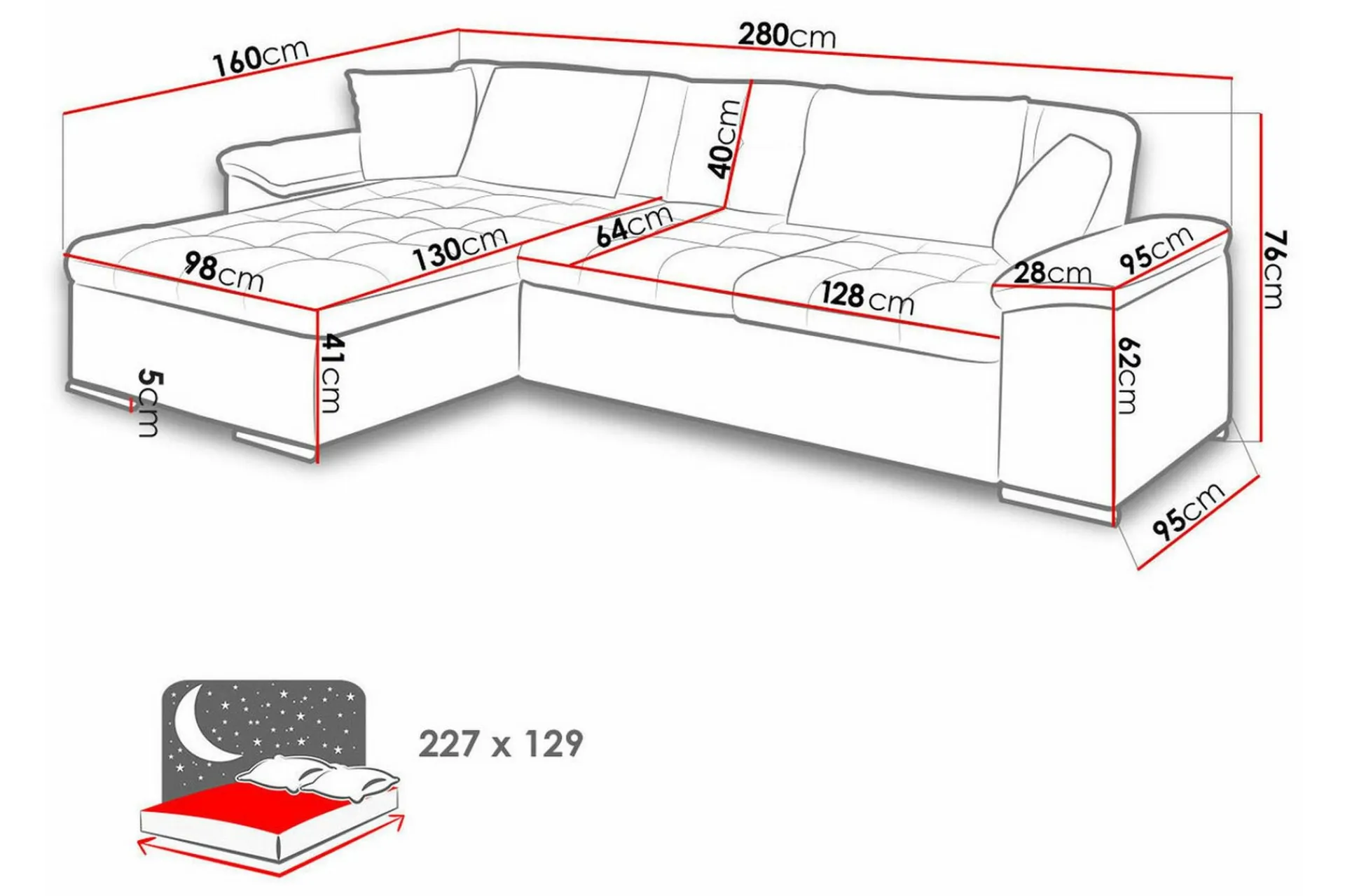 Velour Sofa & Fløyel Sofa|Sovesofaer-Camior 3-sits Hörnbäddsoffa Grey