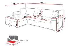 Sofa Med Sjeselong-Camior Sofa med Divan 3-seter Orange