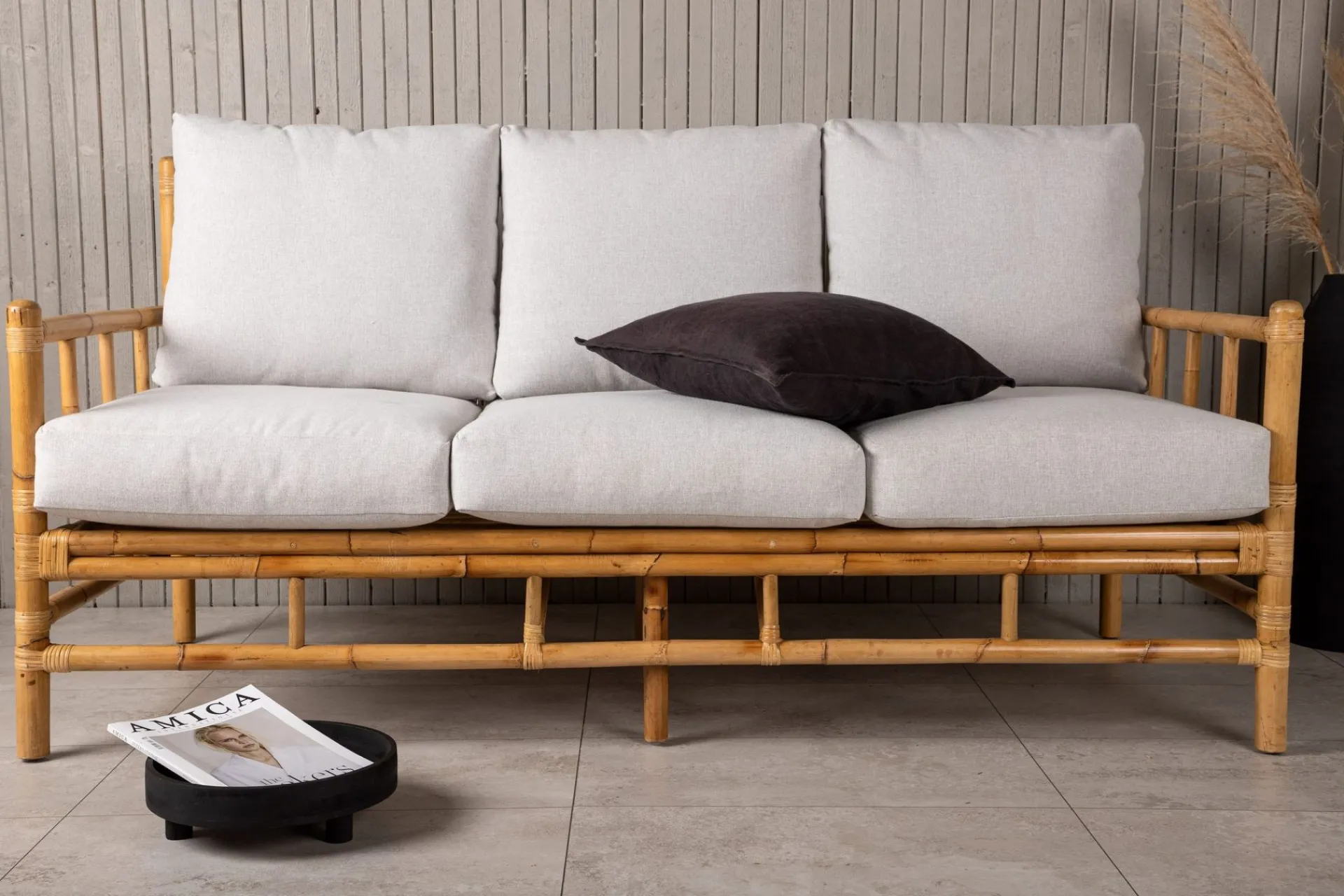 Venture Home Lounge Sofa|Lounge Sofa-Cane Sofa 3-seters Tre/Natur