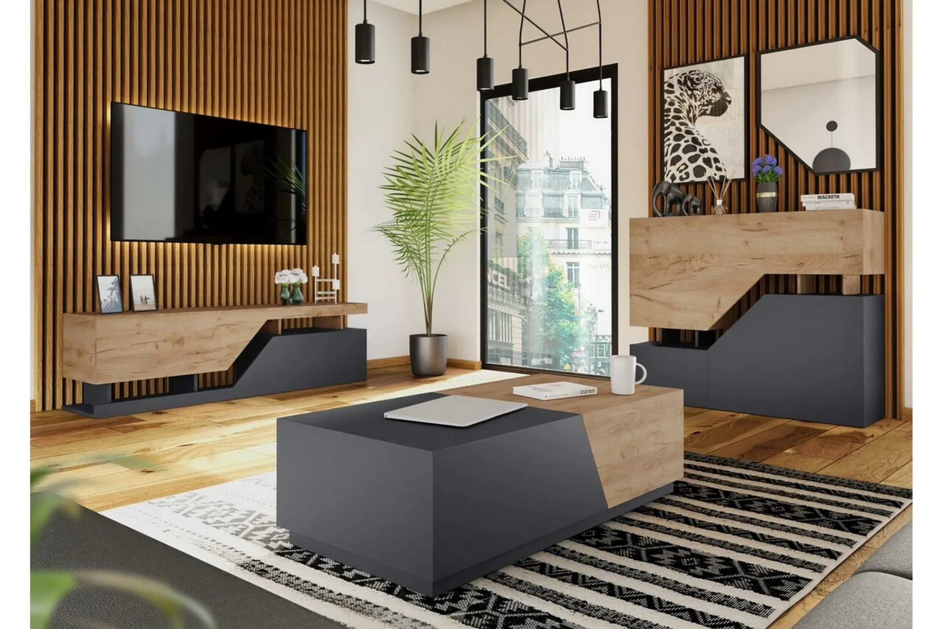 Oppbevaringsskap|Skap-Carbost Highboard Anthracite Antracit