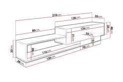 Tv-Benk & Mediabenk-Carbost TV-skap 210 cm Hvit