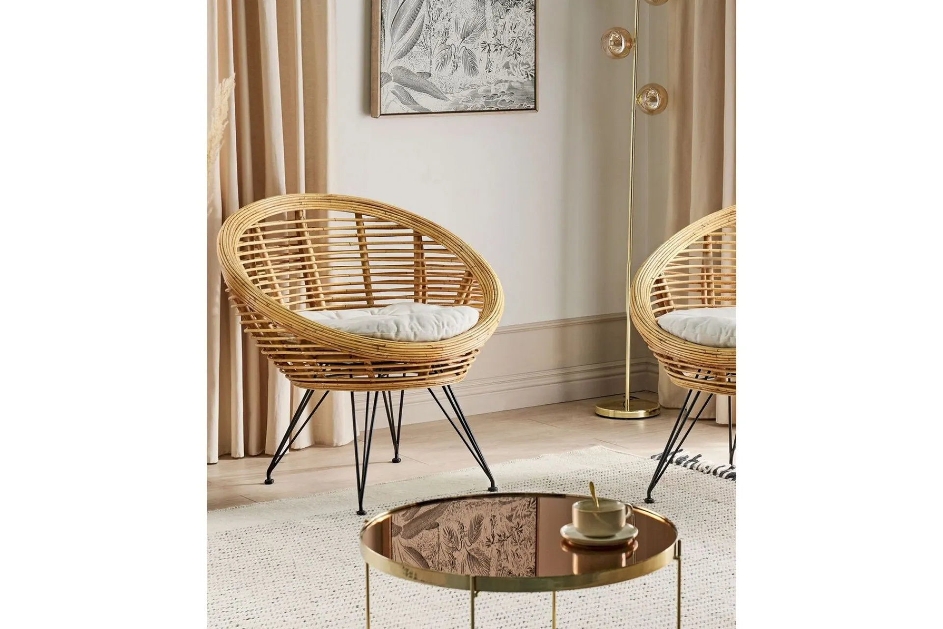 Utelenestoler|Loungestol Ute-Carman Utelenestol 2 st Natur/Sort/Beige
