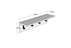 Knaggerekke-Casden Vegghylle 15 cm Antracit