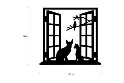 Skilt-Cat In The Window Veggdekor Svart
