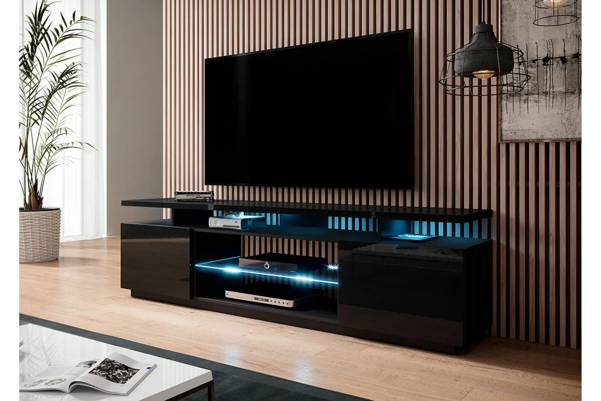 Concept 55 Tv-Benk & Mediabenk-Ceasar TV-benk 180 cm med LED Svart