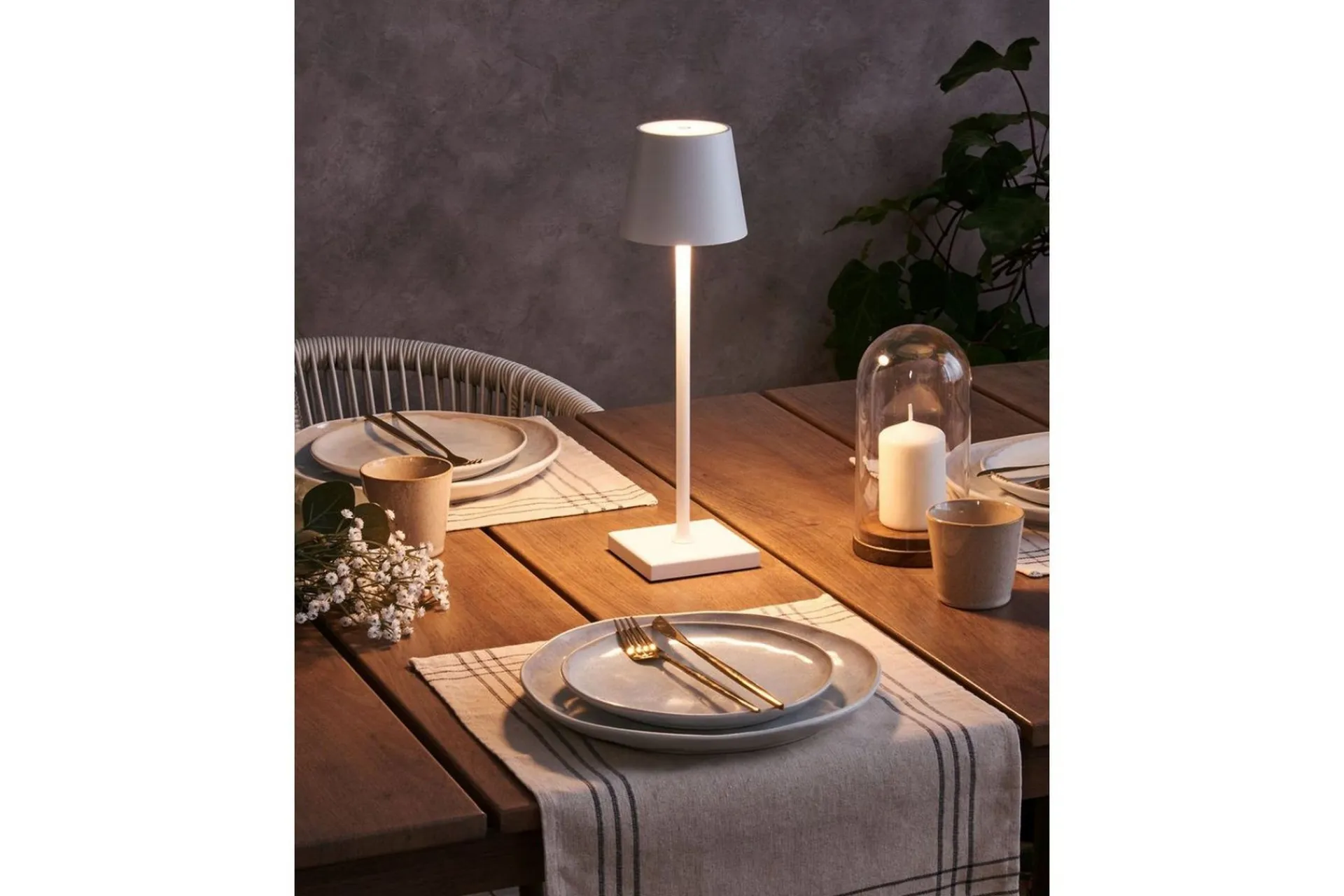 Nattbordslampe|Bordlampe-Cebrai LED Bordlampe 38 cm Hvit