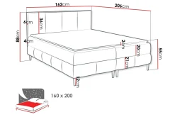 Kontinentalsenger|Seng Med Oppbevaring-Celestine Oppbevaringsseng 160x200 cm Grey