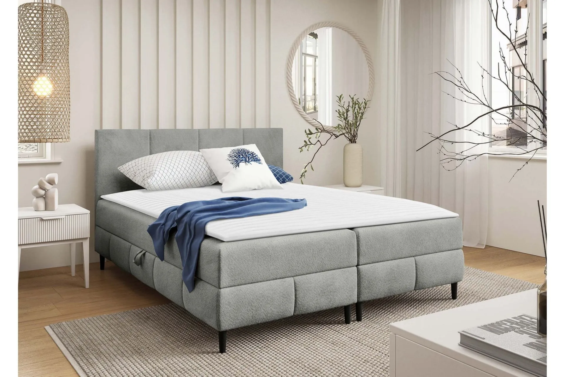 Kontinentalsenger|Seng Med Oppbevaring-Celestine Oppbevaringsseng 160x200 cm Grey