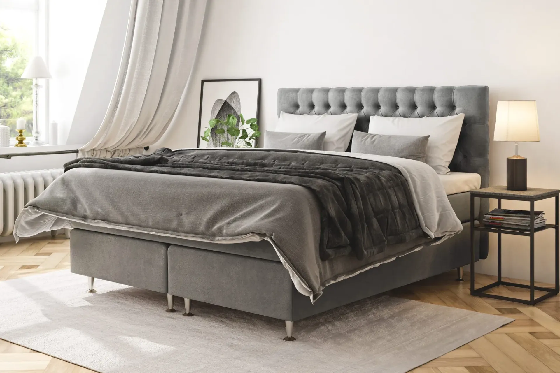 Drömvik Kontinentalsenger-Celine Kontinentalseng 210x210 cm Grey