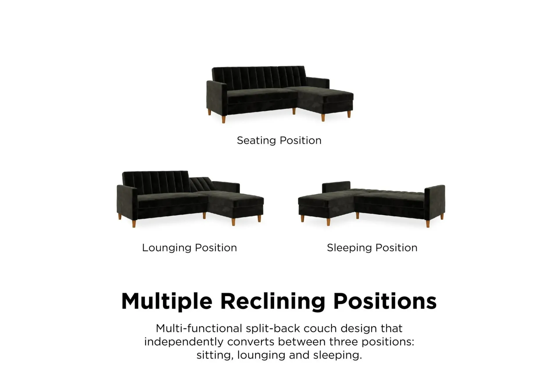 Dorel Home Celine 3-sits Divansovesofa Fløyel/
